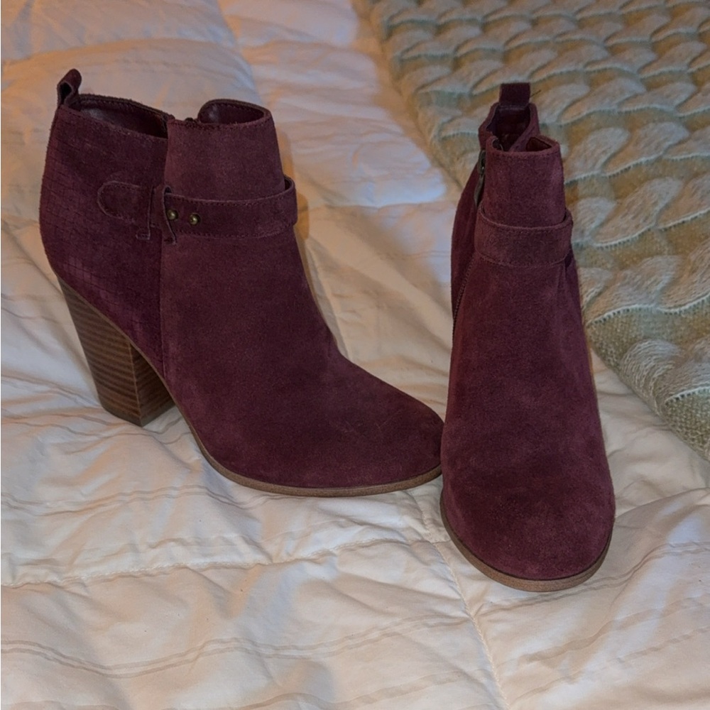Michael Kors Suede Ankle Boots - Burgundy
